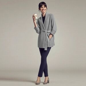 M.M. LaFleur The Morandi Merino Wool Cardigan Sweater - shadow gray, size XS/S